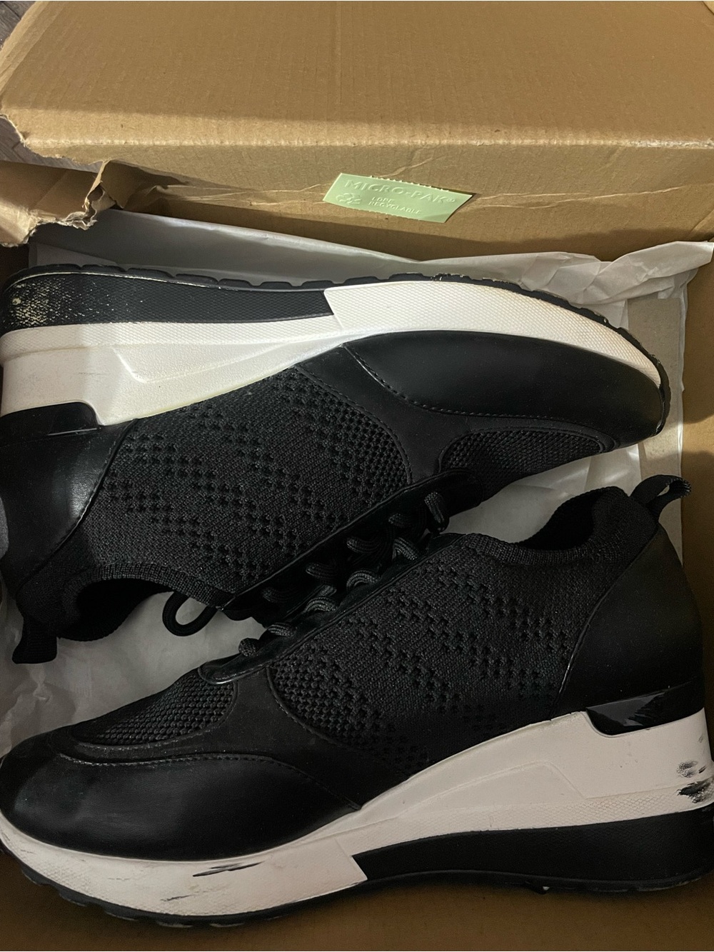 Black Knit Platform Sneakers - Stylish Comfort